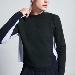 New LNDR Soft Vigilante 100% merino wool boxy cropped colorblock knit sweater